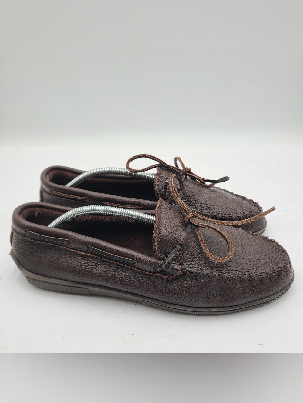 B49 Minnetonka Moosehide Classic Moccasin Mens 12 Brown Leather Slip On Loafers